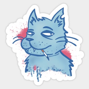 Blue smoking cat Sticker